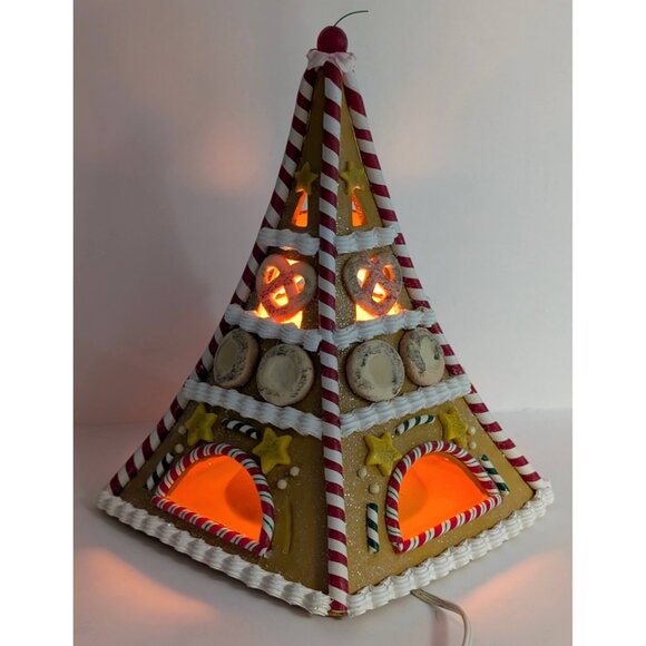 Department 56 Gingerbread Christmas Eiffel Tower Light Up Decoration 14" Village - Picture 8 of 8